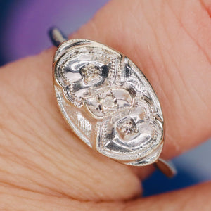 Double diamond Heart ring in 10k white gold