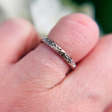 Load image into Gallery viewer, Vintage inspired Auralia sculpted vine patterned band in 14k white gold