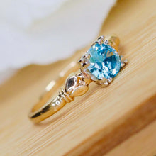 Load image into Gallery viewer, 14k yellow gold vintage blue zircon ring