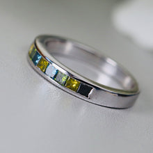 Load image into Gallery viewer, CLEARANCE: HALF PRICE!!  Multi colored .75ctw diamond band in 14k white gold