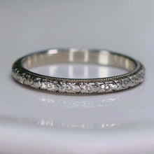 Load image into Gallery viewer, 18k white gold orange blossom patterned band