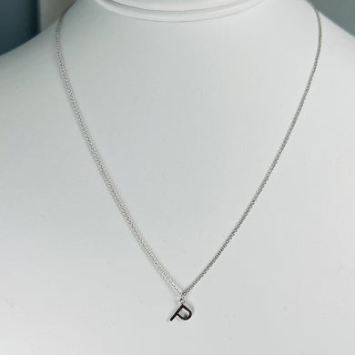 Initial P necklace in 14k white gold
