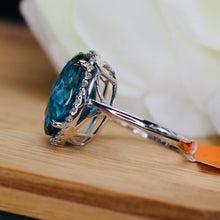 Load image into Gallery viewer, Exceptional London blue topaz and diamond ring by Effy in 14k white gold