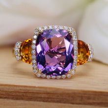 Load image into Gallery viewer, Citrine, amethyst, and diamond ring in 14k yellow gold by Effy