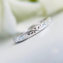 Load image into Gallery viewer, Vintage inspired Auralia sculpted vine patterned band in 14k white gold