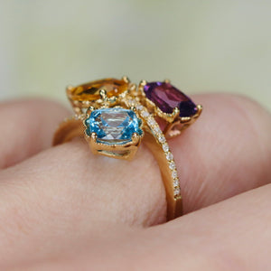 RESERVED: Multi gemstone and diamond ring by Effy in 14k yellow gold
