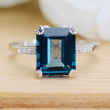 Load image into Gallery viewer, London blue topaz &amp; diamond ring in white gold