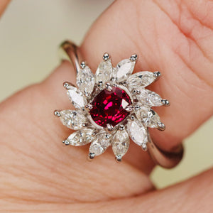 Estate ruby and diamond ring in platinum from Manor Jewels