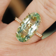 Load image into Gallery viewer, 7.85ct oval prasiolite and diamond ring by Effy in 14k yellow gold