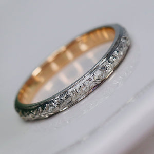 Vintage 14k yellow and white gold orange blossom band