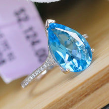 Load image into Gallery viewer, Blue topaz and diamond ring in 14k white gold by Effy