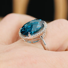 Load image into Gallery viewer, Exceptional London blue topaz and diamond ring by Effy in 14k white gold