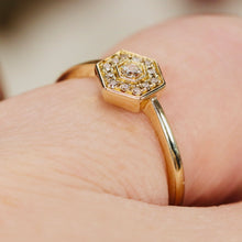 Load image into Gallery viewer, Hexagonal diamond ring in 14k yellow gold