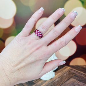 Stunning Ruby & diamond checkerboard ring in platinum