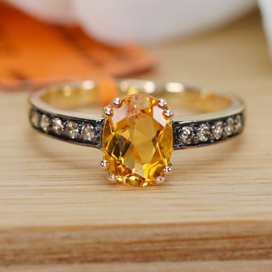 Citrine & chocolate diamond ring in 14k yellow gold by Effy