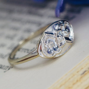 Double diamond Heart ring in 10k white gold