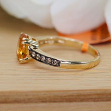Load image into Gallery viewer, Citrine &amp; chocolate diamond ring in 14k yellow gold by Effy