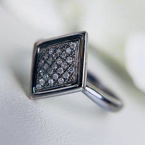 Kite shaped Diamond cluster ring in 14k White gold