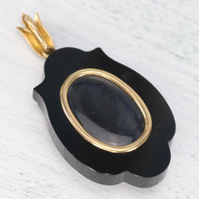 Load image into Gallery viewer, Victorian Large onyx and pearl mourning locket in 14k yellow gold