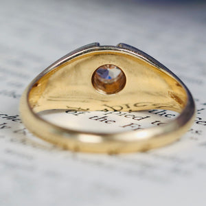Vintage diamond belcher ring in heavy 14k yellow gold