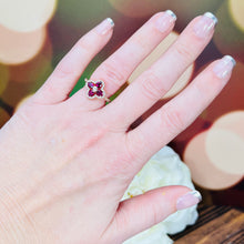 Load image into Gallery viewer, Rhodolite and diamond ring in 14k rose gold