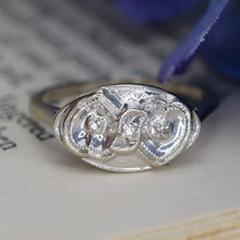Load image into Gallery viewer, Double diamond Heart ring in 10k white gold