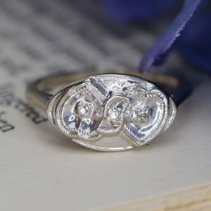 Double diamond Heart ring in 10k white gold