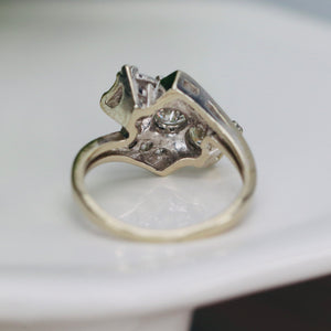 Vintage diamond bypass ring in white gold
