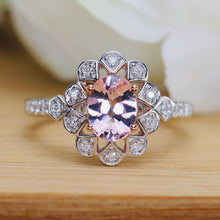 Load image into Gallery viewer, Morganite and diamond ring in 14k white gold