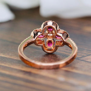 Rhodolite and diamond ring in 14k rose gold