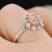 Load image into Gallery viewer, Morganite and diamond ring in 14k white gold