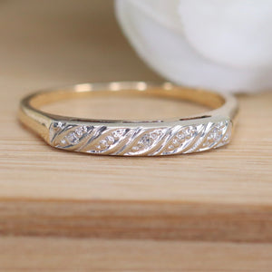 Simple diamond band by JR Wood ArtCarved in Yellow and white gold