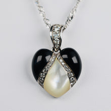 Load image into Gallery viewer, Onyx, mother of pearl and diamond pendant from Kabana