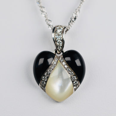 CLEARANCE!  50% OFF!  Onyx, mother of pearl and diamond pendant from Kabana