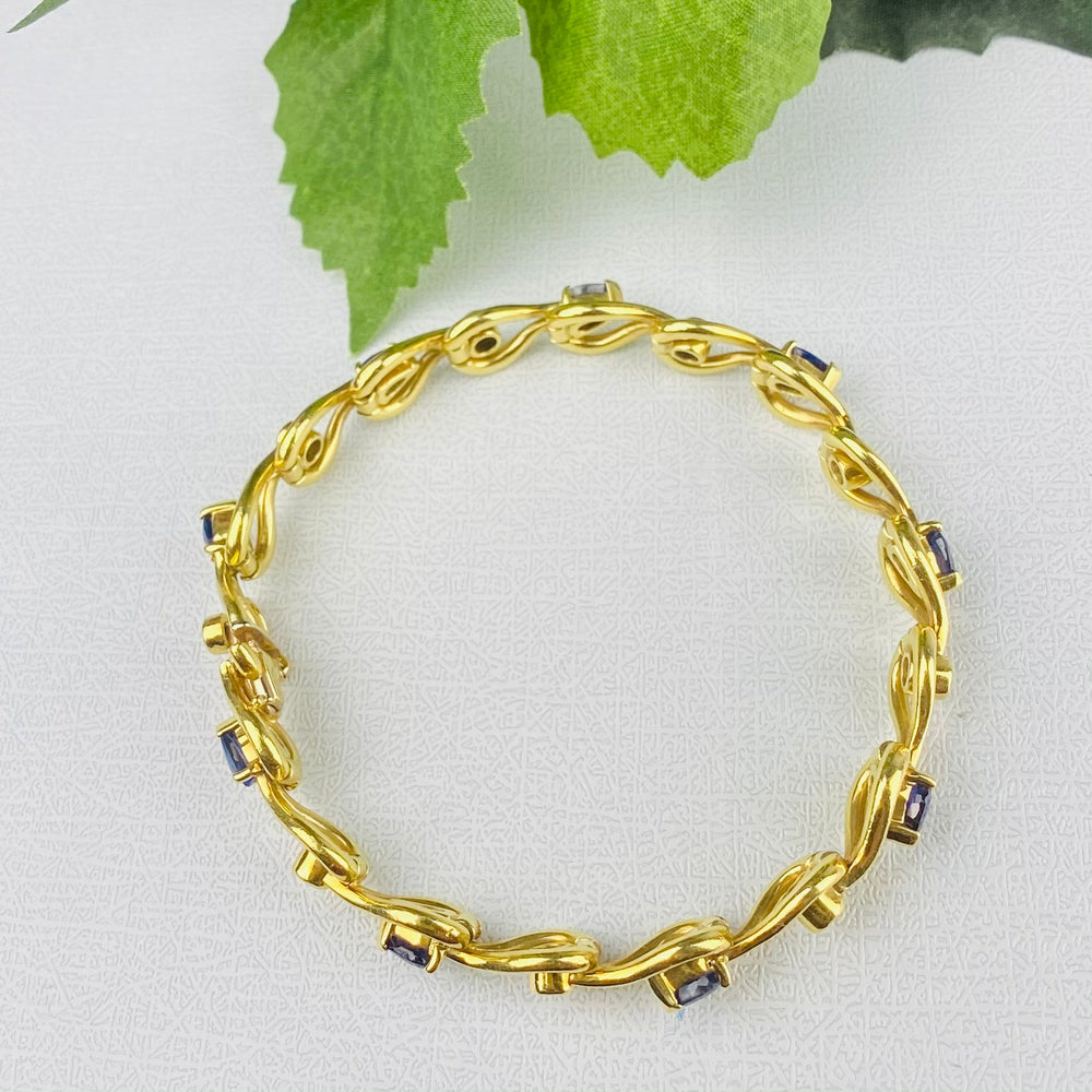 Estate sapphire and diamond bracelet in 18k yellow gold from Manor Jewels