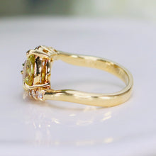 Load image into Gallery viewer, GIA fancy sapphire and diamond toi et moi ring 18k yellow gold