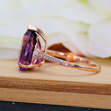 Load image into Gallery viewer, Amethyst and diamond ring in 14k rose gold by Effy