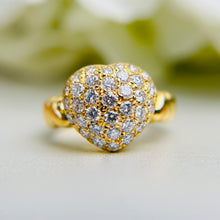 Load image into Gallery viewer, Heart shaped diamond cluster ring in 18k yellow gold