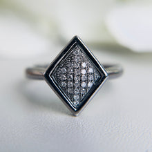 Load image into Gallery viewer, Kite shaped Diamond cluster ring in 14k White gold