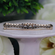 Load image into Gallery viewer, Mid Century diamond filigree bar brooch in 14k white gold
