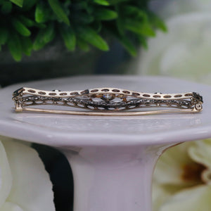 Mid Century diamond filigree bar brooch in 14k white gold