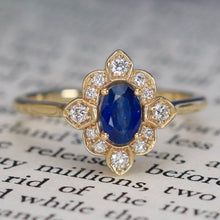 Load image into Gallery viewer, Sapphire and diamond ring in 14k yellow gold