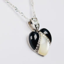 Load image into Gallery viewer, Onyx, mother of pearl and diamond pendant from Kabana