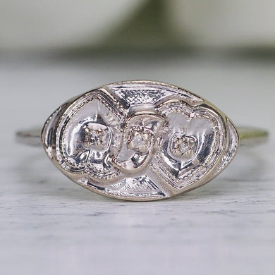 Double diamond Heart ring in 10k white gold