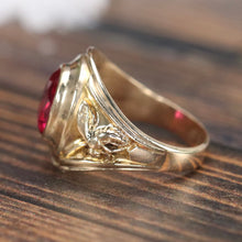 Load image into Gallery viewer, Vintage synthetic ruby ring in yellow gold from Manor Jewels