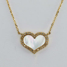 Load image into Gallery viewer, 14k yellow gold mother of pearl and diamond heart necklace by Effy