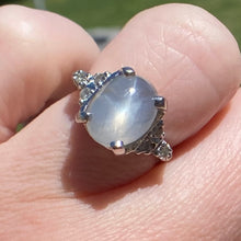 Load image into Gallery viewer, Vintage Star sapphire and diamond ring in 14k white gold
