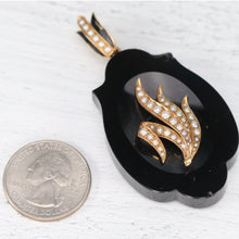 Load image into Gallery viewer, Victorian Large onyx and pearl mourning locket in 14k yellow gold