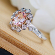 Load image into Gallery viewer, Morganite and diamond ring in 14k white gold