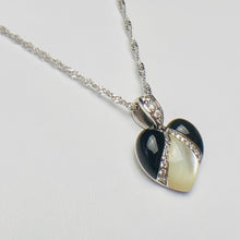 Load image into Gallery viewer, Onyx, mother of pearl and diamond pendant from Kabana